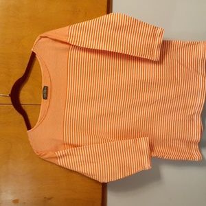 Lauren Jean's co  orange and white top  size med.